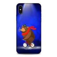 Apple iPhone XS Kılıf FunnyMaX (43) Thin Fit Kılıf Lacivert Ayılı