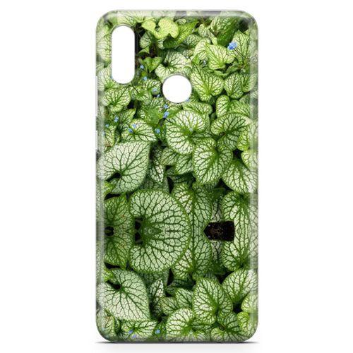 Huawei Y7 2019 Kılıf Mavi Çiçekli Yapraklar Arka Kapak Koruma Desenli Full Koruyucu