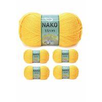 5 Adet Vizon Premium Akrilik El Örgü İpi Yünü Renk No:184 Sarı