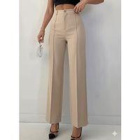 Bordo Renk Yüksek Bel Maskülen Kesim Kumaş Pantolon