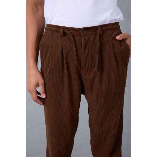 Eric Relax Fit Yarım Fermuar Polo Yaka Selanik Sweatshirt Ekru - Roy Kadife Kumaş Pantolon Kahve