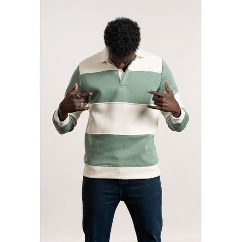 FBI Polo Yaka Kalın Çizgili 3 İplik İçi Şardonlu Slimfit Sweatshirt