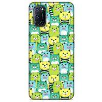 Lopard Oppo A92 Uyumlu Kılıf Kediler (37) Silicone Cover Mavi Sarı