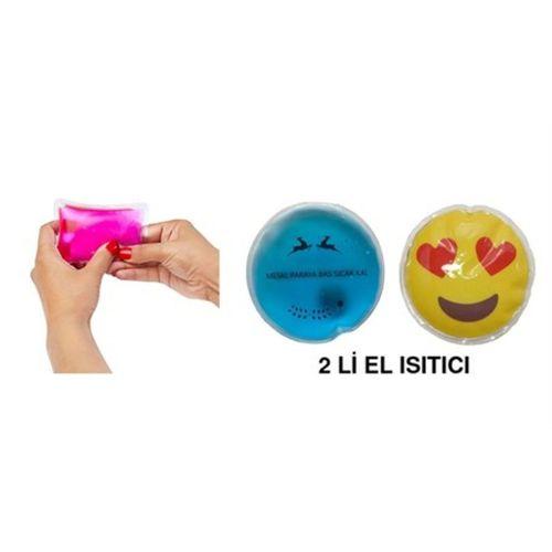Kalp Emoji Mavi Ceylan Cep Sobası,El Isıtıcı,2 Adet Sıcak Su Torbası Pvc 9Cm