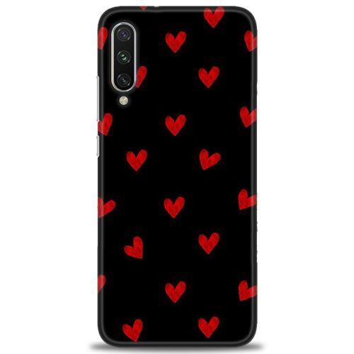 Xiaomi Mi A3 Kılıf HD Baskılı Kılıf - Kırmızı Kalpler + Tam Ekran Koruyucu