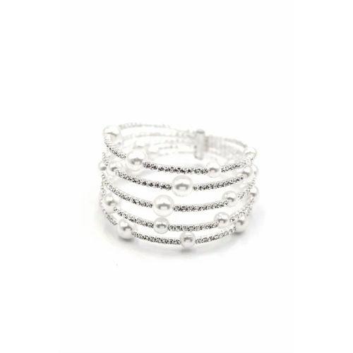 Beş Sıra İncili Su Yolu Bileklik - Gümüş