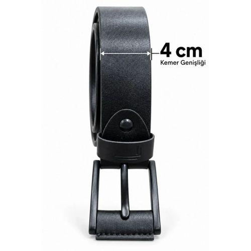 Erkek Siyah 4 Cm Metal Tokalı Kot Ve Kumaş Pantolon Kemeri