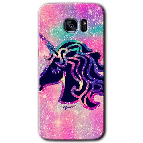 Samsung Galaxy S7 Edge Kılıf HD Desen Baskılı Arka Kapak - Unicorn Kristal