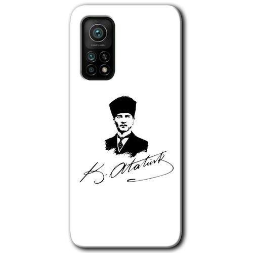 MRCİLETİSİM Xiaomi Mi 10T Pro Kılıf Kapak - Kemal Atatürk İmza +Hayalet Ekran Yandan Gözükmez