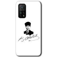 MRCİLETİSİM Xiaomi Mi 10T Pro Kılıf Kapak - Kemal Atatürk İmza +Hayalet Ekran Yandan Gözükmez