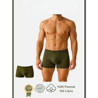 Pamuklu Düz Haki Renk Erkek Boxer