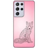 Lopard Samsung Galaxy S21 Ultra Uyumlu Kılıf Tattoo's (42) Rugged Armor Kılıf Pembe Dövme