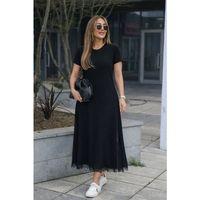 Kadın Kısa Kollu Bisiklet Yaka Yandan Yırtmaçlı Dantel Detaylı Uzun Viskon Elbise