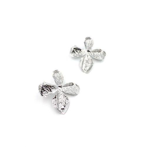 Metal Yaprak Küpe - Gümüş