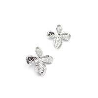 Metal Yaprak Küpe - Gümüş