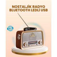 Eskitme Tasarımlı Ahşap Bluetooth Radyo Led Aydınlatmalı