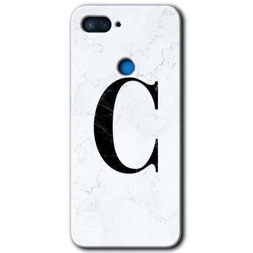 Xiaomi Mi 8 Lite Kılıf HD Desen Baskılı Arka Kapak - Beyaz Mermer Desenli C Harfi