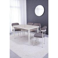 Rambla Mdf Açılır Lak Panel Mutfak Masa Sandalye Takımı 80*130cm