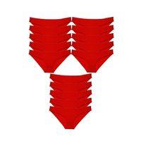 15 Adet Süper Eko Set Likralı Kadın Slip Külot Kırmızı