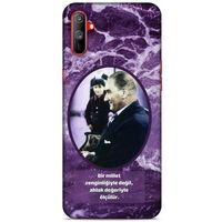 Oppo Realme C3 Kılıf Atatürk (10) Full Koruma Kılıfı Mor
