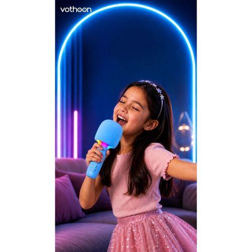Çocuk Ve Yetişkin Karaoke Mikrofonu Kablosuz Rgb Ambiyans Işığı Ses Değiştirme Modlu Hoparlör