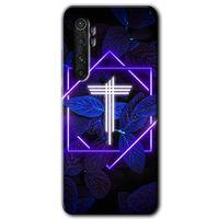 Potkal Hediye Fabrikası Xiaomi Mi Note 10 Lite Kılıf HD Desen Baskılı Arka Kapak - Dark Neon Yaprak T Harfi