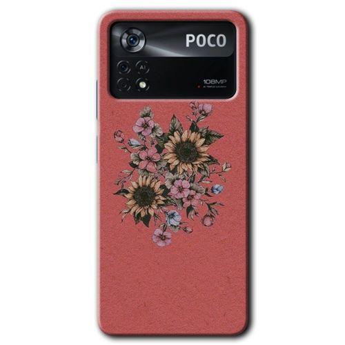 Poco x4 Pro Kılıf HD Desen Baskılı Arka Kapak - Retro Çiçek + Kırılmaz Cam