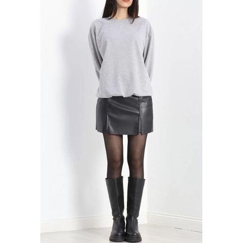 pilelistore Bisiklet Yaka İki İplik Sweat Açıkgri