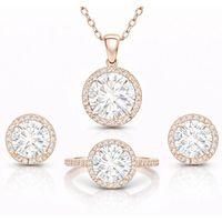 Gümüş Rose Yuvarlak Montür Tek Taş Set