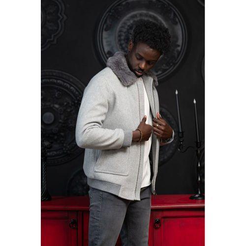 Slimfit Kürklü Sabit Yaka Beli Lastikli Astarlı Kaşe Mont