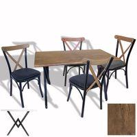 Dockers Çipa - Tonet Masa Takımı (Werzalit, Allzalit, Vermodin Tabla 80x120) – (Rustic Dark - Deri Kahve)