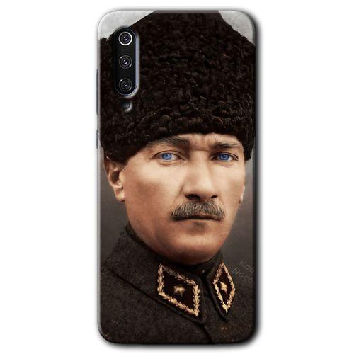 MRCİLETİSİM Xiaomi Mi 9 SE Kılıf HD Desen Baskılı Arka Kapak+Temperli Cam - Başkomutan Atatürk