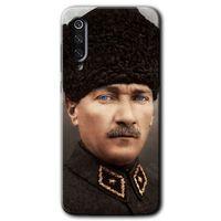 MRCİLETİSİM Xiaomi Mi 9 SE Kılıf HD Desen Baskılı Arka Kapak+Temperli Cam - Başkomutan Atatürk