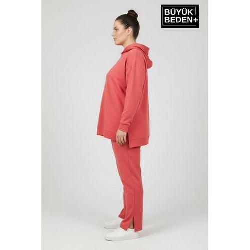 Büyük Beden Kapşonlu Tunik Sweatshırt SPR26BTK991