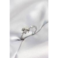 Gümüş Renk Yonca Model Sedefli Kadın Yüzük