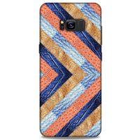 Samsung Galaxy S8 Plus Kılıf Patchwork (3) Kapak Lacivert Turuncu