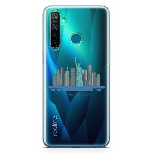 Oppo Realme 5 Pro Kılıf New York Amerika Arka Kapak Koruma Desenli Full Koruyucu