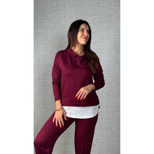 Kadın Uzun Kollu Kapşonlu Bağcıklı Viskon Iki Iplik Bluz Ve Pantolon Ikili Takım
