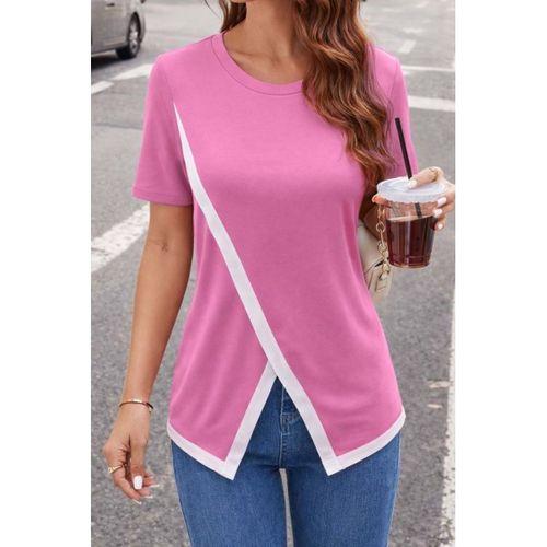 Kadın Kısa Kollu Bisiklet Yaka Viskon Bluz