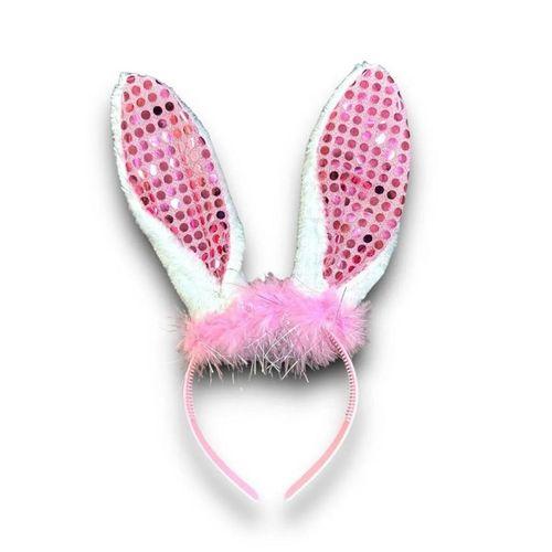 VIP PEMBE TAVŞAN TACI PULLU PEMBE TÜYLÜ TAVŞAN TACI PEMBE KOSTÜM AKSESUARLARI PEMBE DOĞUM GÜNÜ TACI
