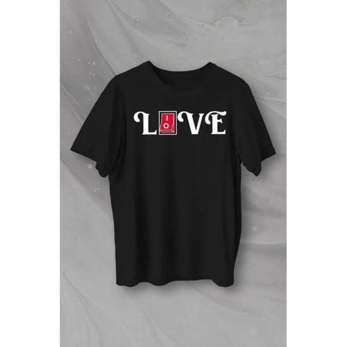 14 Şubat Sevgililer Günü Love Baskılı Oversize Bisiklet Yaka T-shirt - Siyah