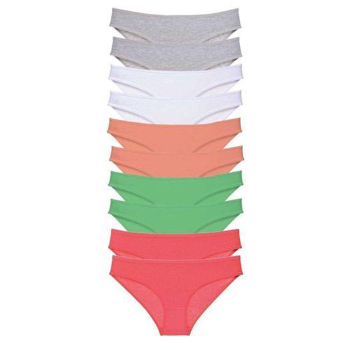 10 Adet Süper Eko Set Likralı Kadın Slip Külot Gri Beyaz Pudra Yeşil Fuşya