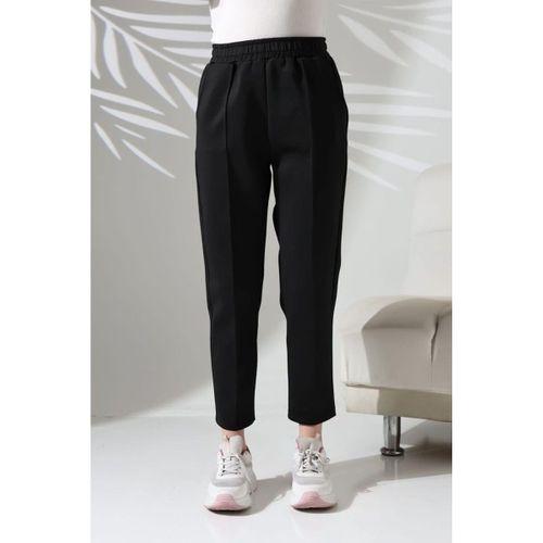 Kadın Uzun Kollu Dalıç Kumaş Cep Detay Beli Lastikli ütüsüz Pantolon