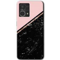 Oppo Reno 7 4G HD Baskılı Kılıf + 9D Tam Ekran Koruyucu - Yarım Mermer