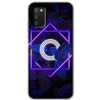 Samsung Galaxy A03s Kılıf HD Desen Baskılı Arka Kapak - Dark Neon Yaprak O Harfi