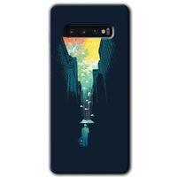 MRCİLETİSİM MRCİLETİSİM Samsung Galaxy S10 Kılıf HD Desen Baskılı Arka Kapak + Temperli Cam - City Bird Sky