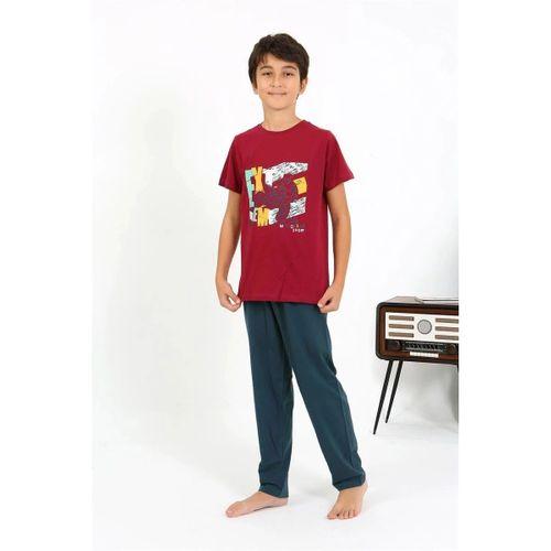 Erkek Çocuk Kısa Kol Penye Pijama Takım Bordo