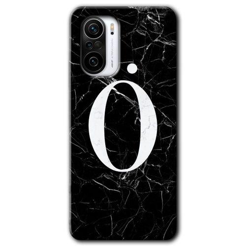 Poco F3 Kılıf HD Desen Baskılı Arka Kapak + Temperli Cam - Siyah Mermer Desenli Ö Harfi