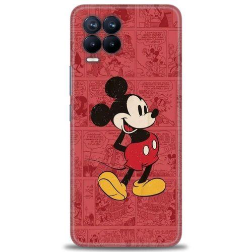 Realme 8 Kılıf HD Baskılı Kılıf - Kırmızı Mickey + Tam Ekran Koruyucu