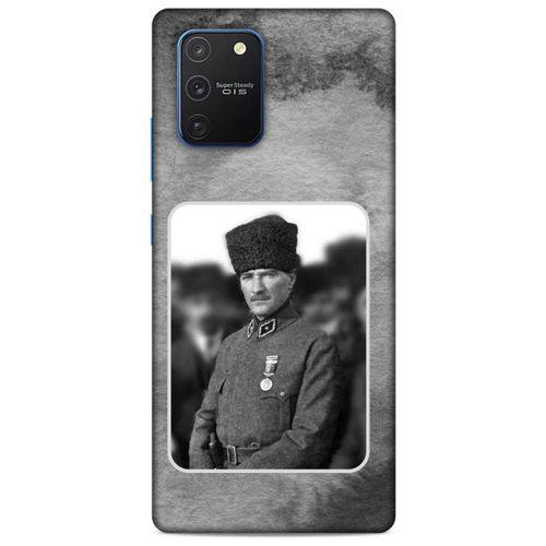 Samsung Galaxy S10 Lite Kılıf Atatürk (38) Neo Hybrid Kılıf Antrasit Taş